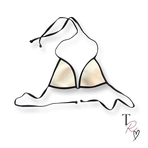 Triangl Chloe Neoprene Halter String Bikini Top ONLY White & Black Size Small - Picture 3 of 10